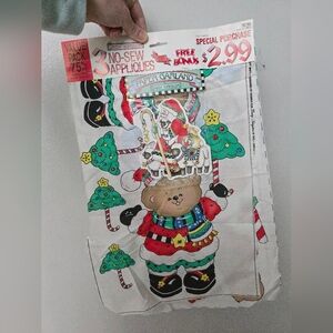 Vintage 1995 Daisy Kingdom Christmas fabric applique panels new + paper garland